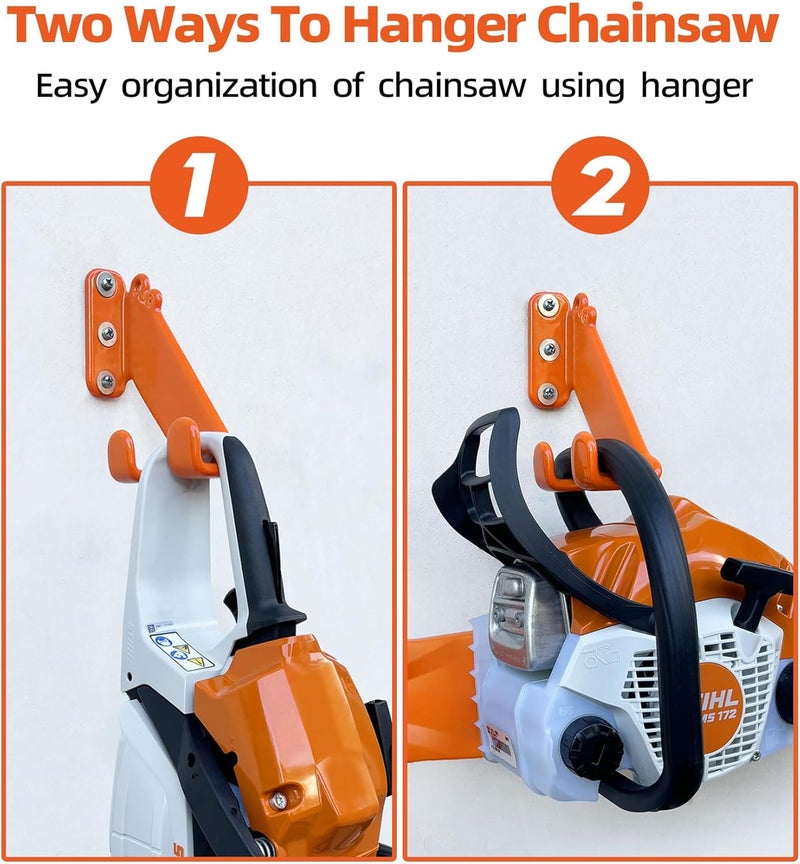 OSROENE Chainsaw Hanger, 3 Pack Chainsaw Wall Mount, Heavy Duty Chainsaw Holder, Garage Organization Garage Storage Shed Organizer Mounted Chainsaw Rack - Image 2
